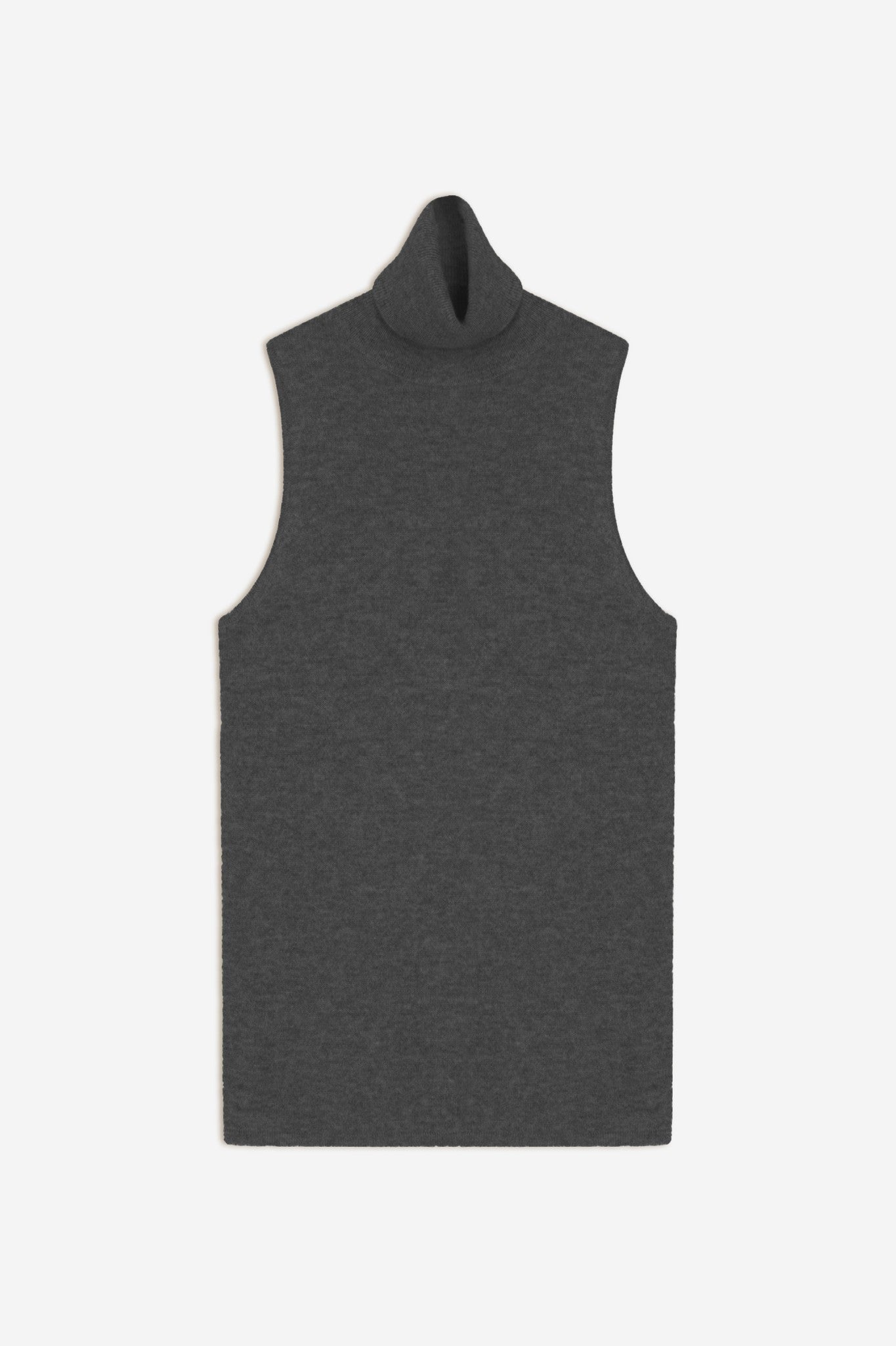 capucin pull col roulé sans manches anthracite chiné 100% cachemire