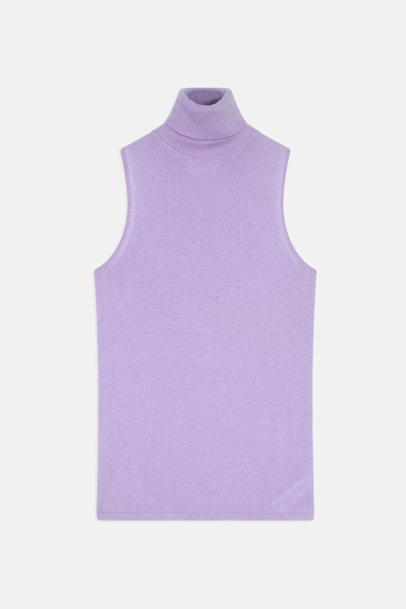 CAPUCIN pull col roulé sans manches mauve 100% cachemire