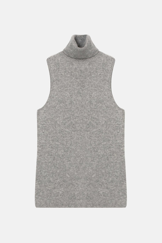 CAPUCIN ärmelloser Rollkragenpullover Wolke meliert 100% Kaschmir