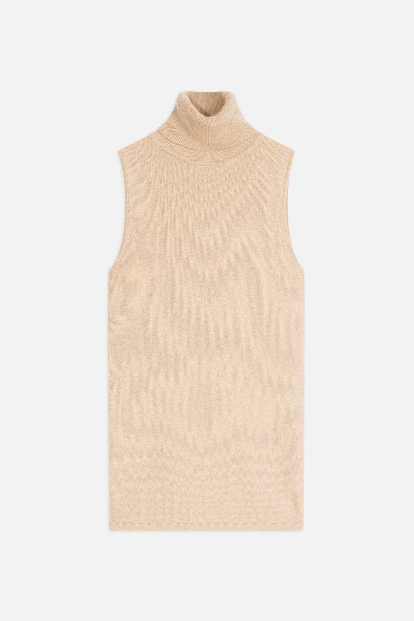 CAPUCIN sleeveless turtleneck sweater sand 100% cashmere