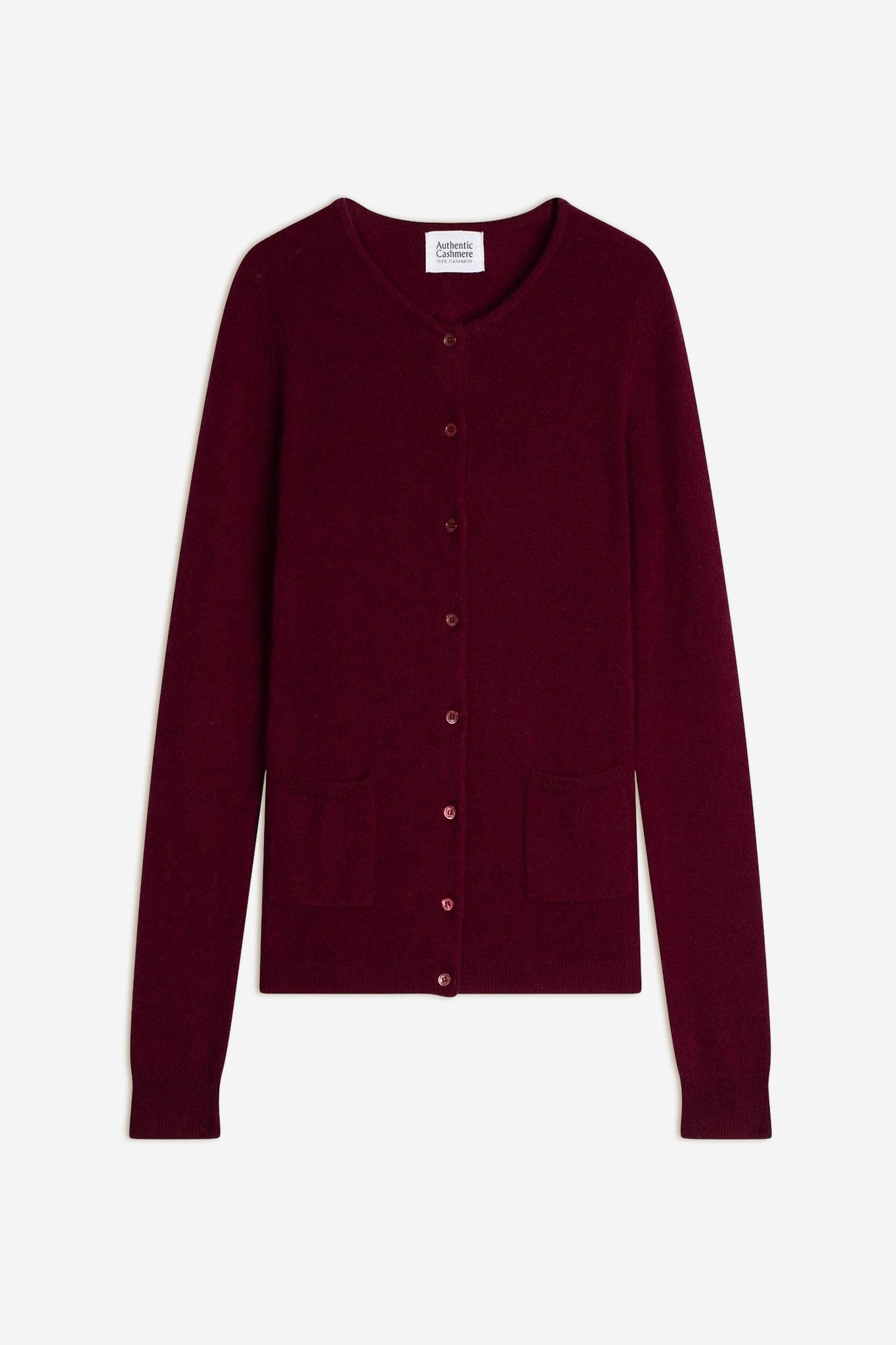 caron cardigan col rond bordeaux 100% cachemire