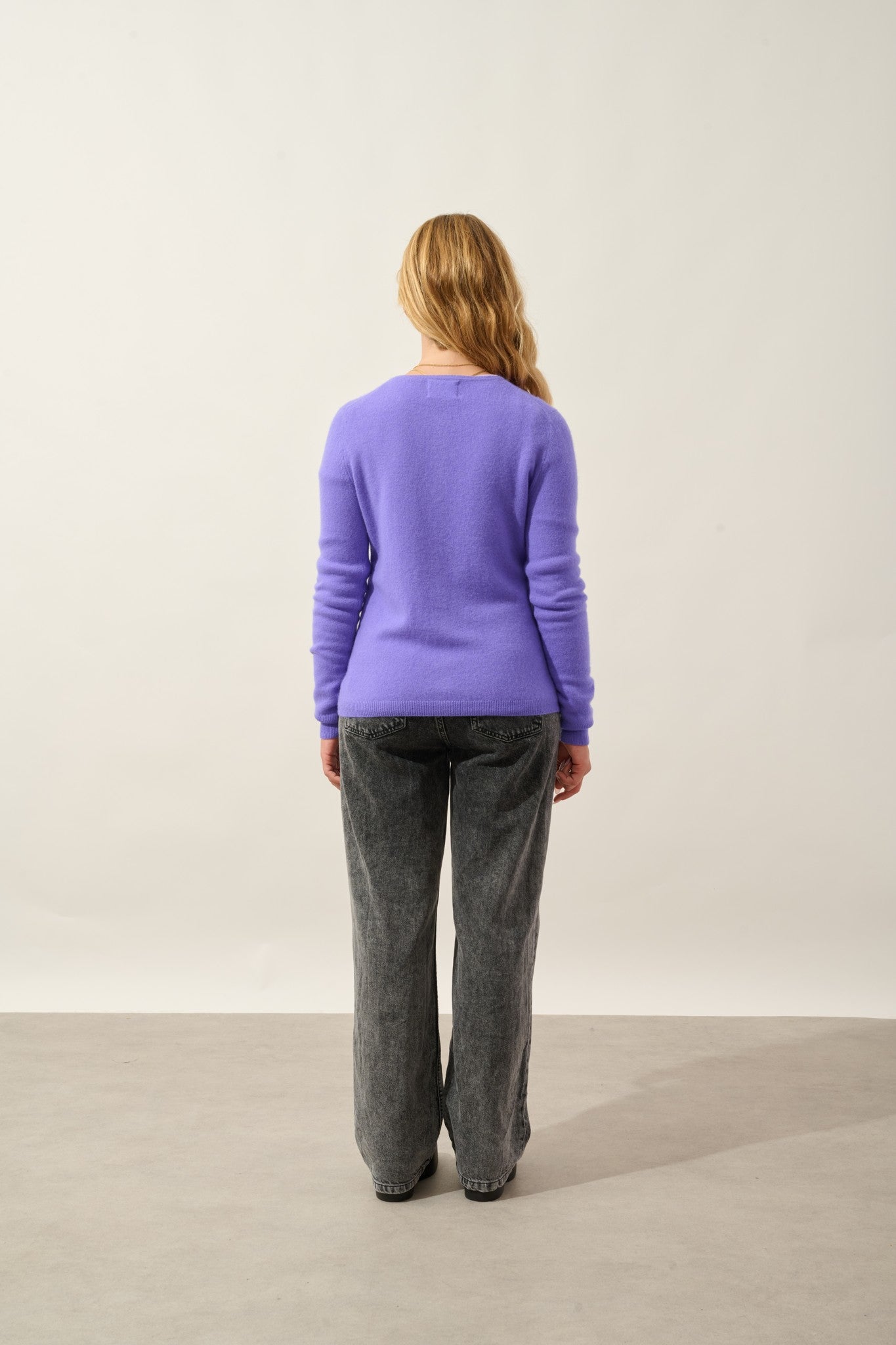 caron cardigan col rond lavandin 100% cachemire