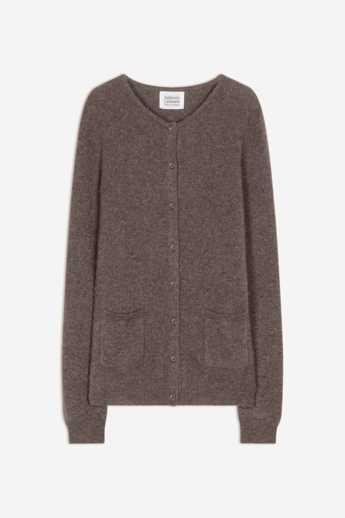 caron cardigan col rond taupe chiné 100% cachemire