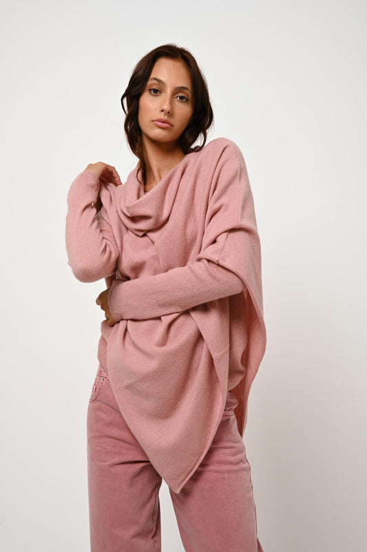 CARRA poncho bois de rose 100% cachemire