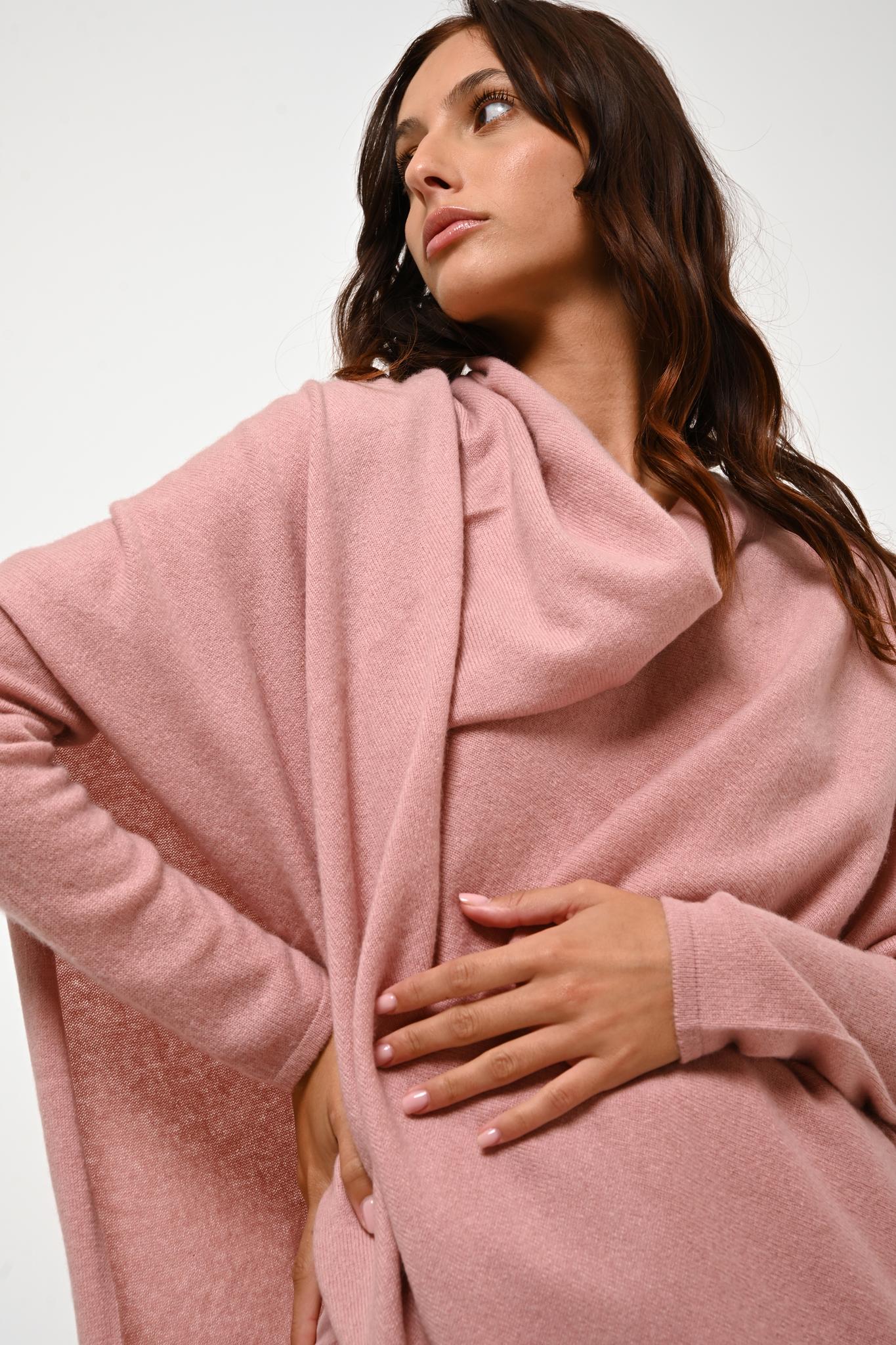 CARRA poncho bois de rose 100% cachemire