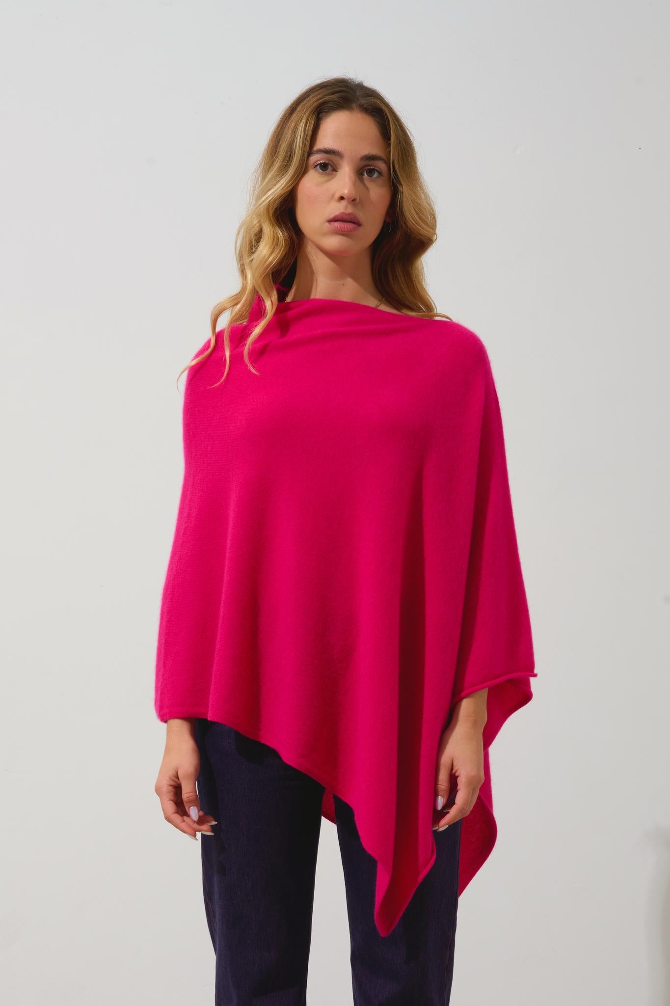 CARRA poncho fuchsia 100% cashmere
