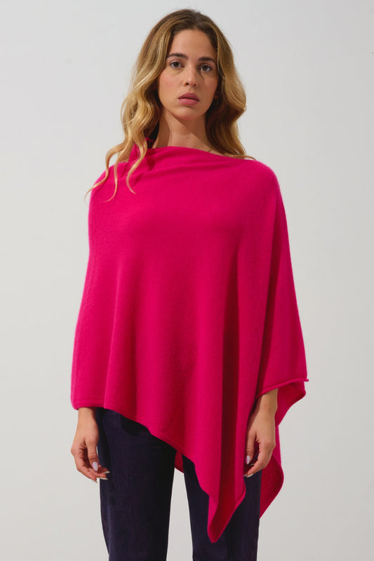 CARRA poncho fuchsia 100% cachemire