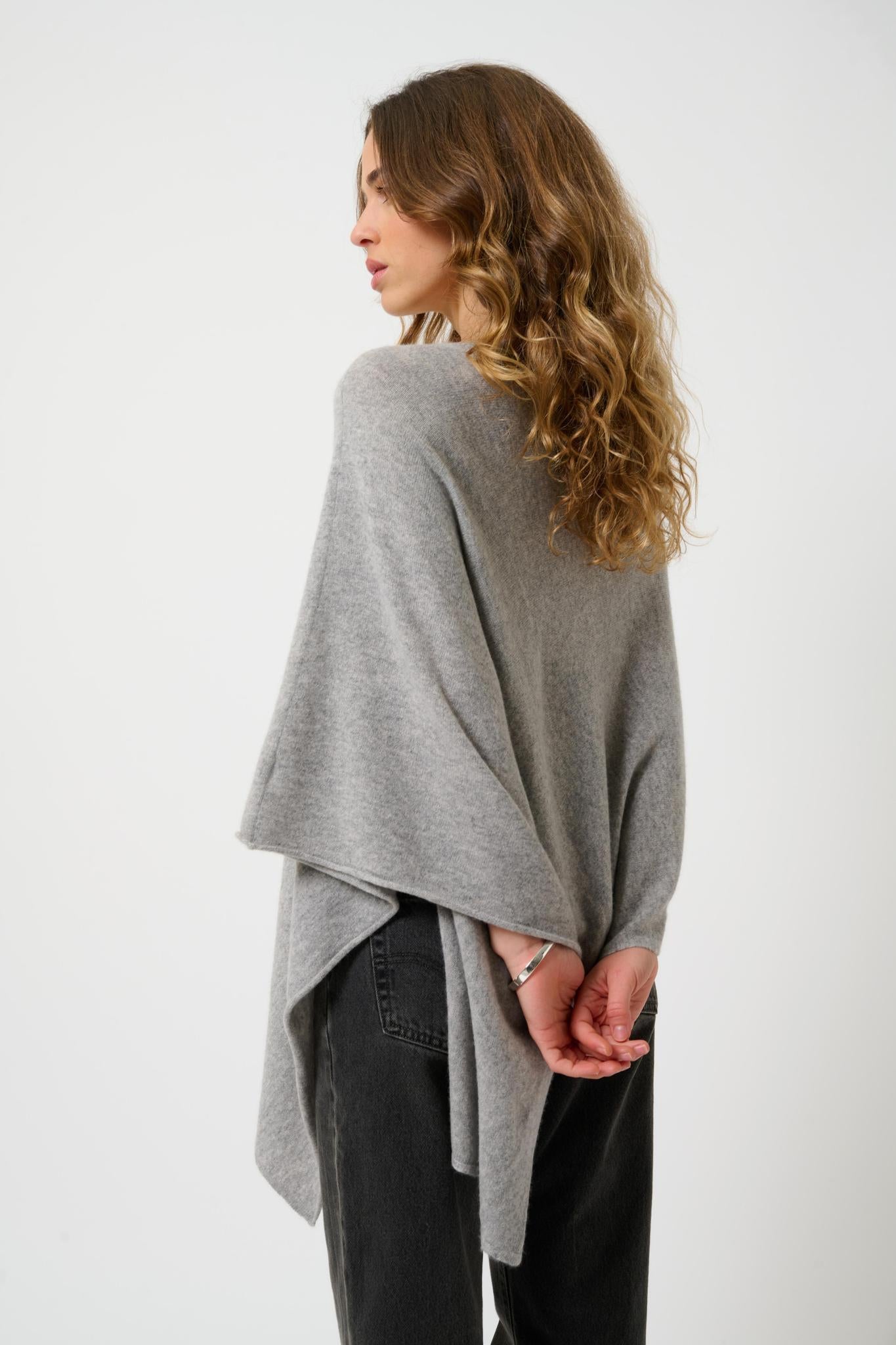 CARRA poncho nuage chiné 100% cachemire