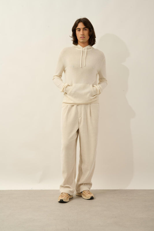 CASPER hooded sweater kangaroo pocket ivory 100% cashmere