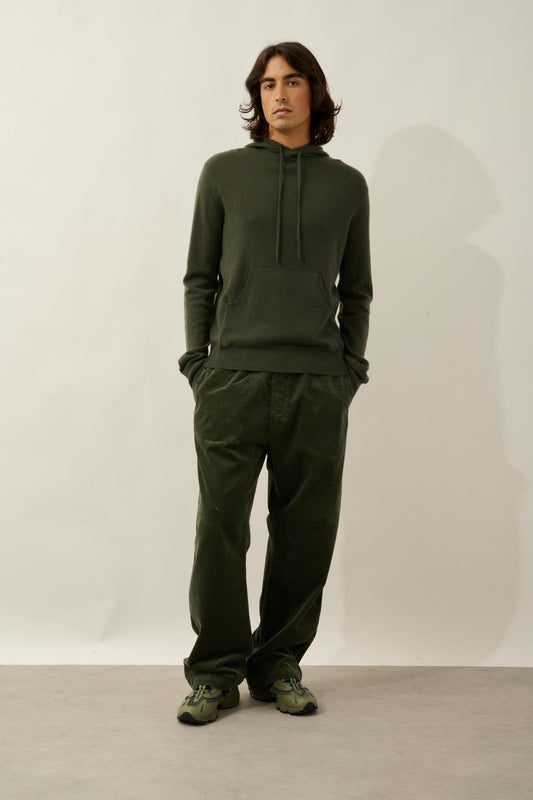 CASPER Kapuzenpullover Kängurutasche khaki 100% Kaschmir