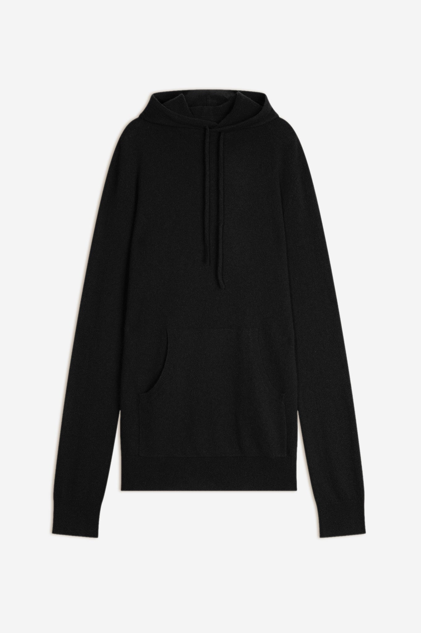 casper pull capuche poche kangourou noir 100% cachemire