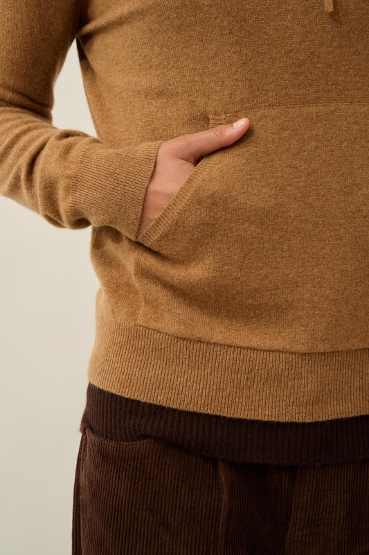 CASPER hooded sweater kangaroo pocket hazelnut 100% cashmere