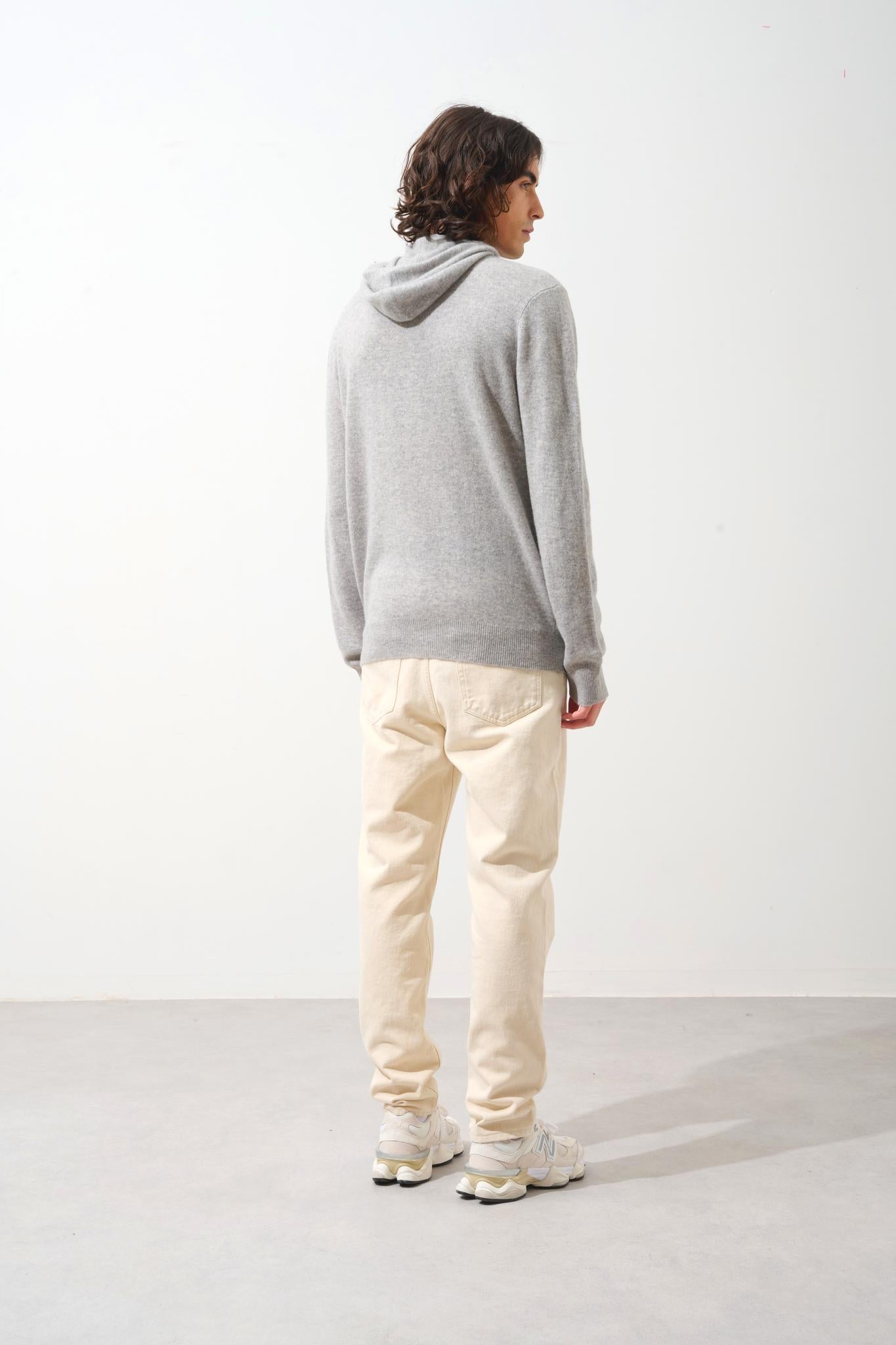 CASPER hooded sweater kangaroo pocket cloudy mottled 100% cashmere