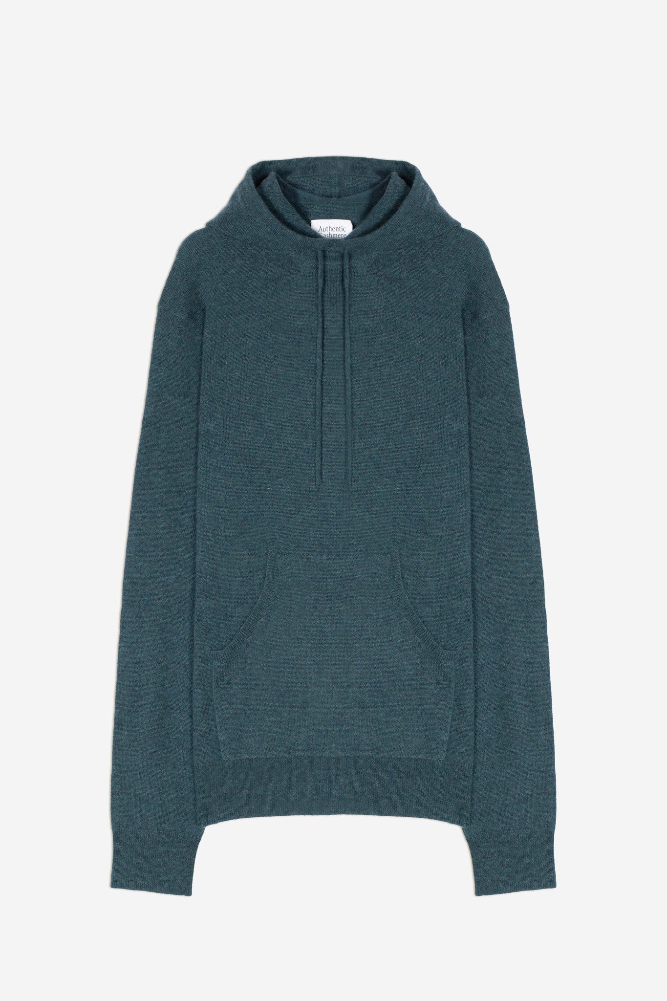 casper pull capuche poche kangourou vert canard chiné 100% cachemire