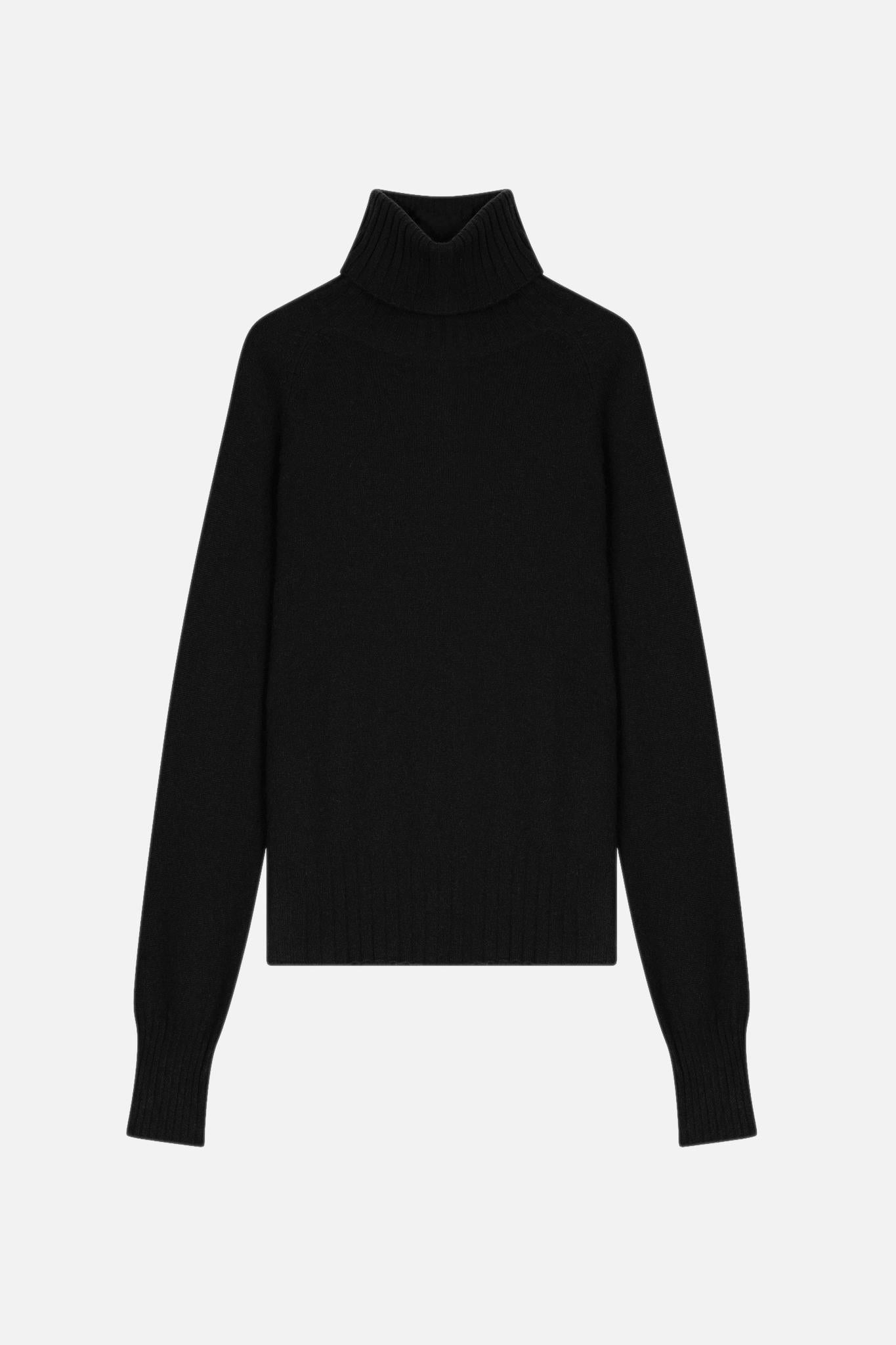 CASSY black turtleneck sweater 100% cashmere
