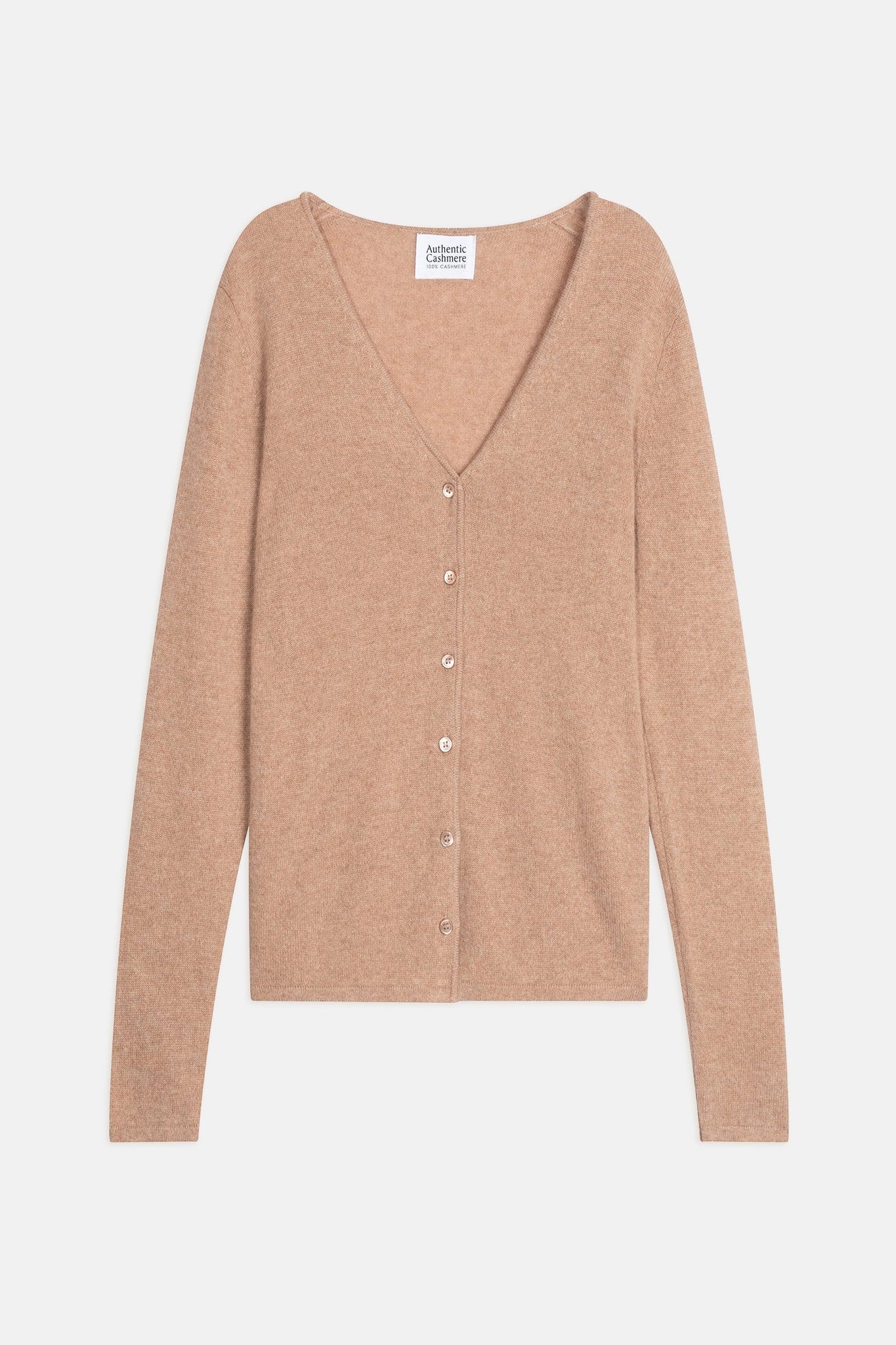 CHALAIS cardigan col v camel chiné 100% cachemire