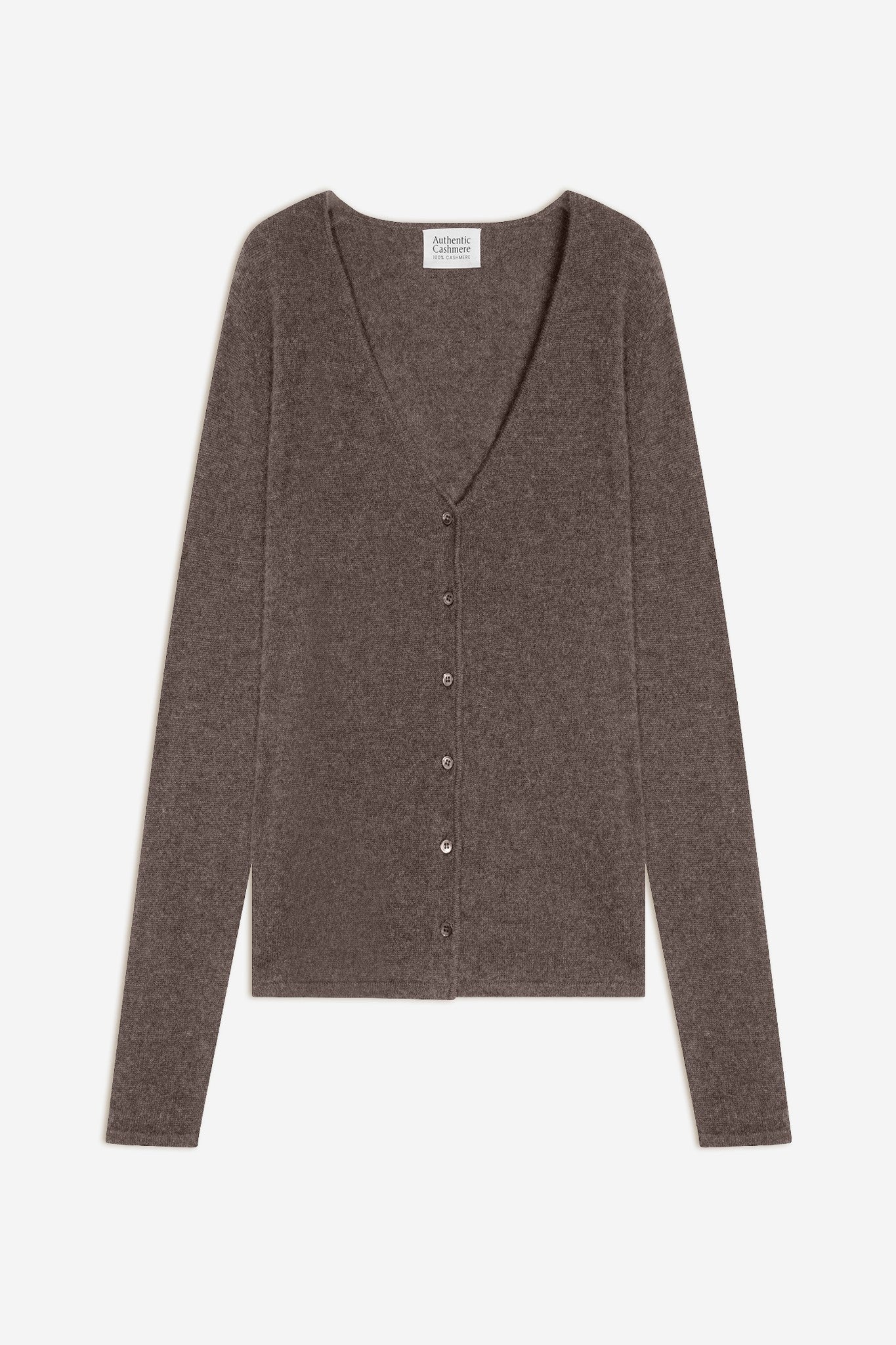 chalais cardigan col v taupe chiné 100% cachemire