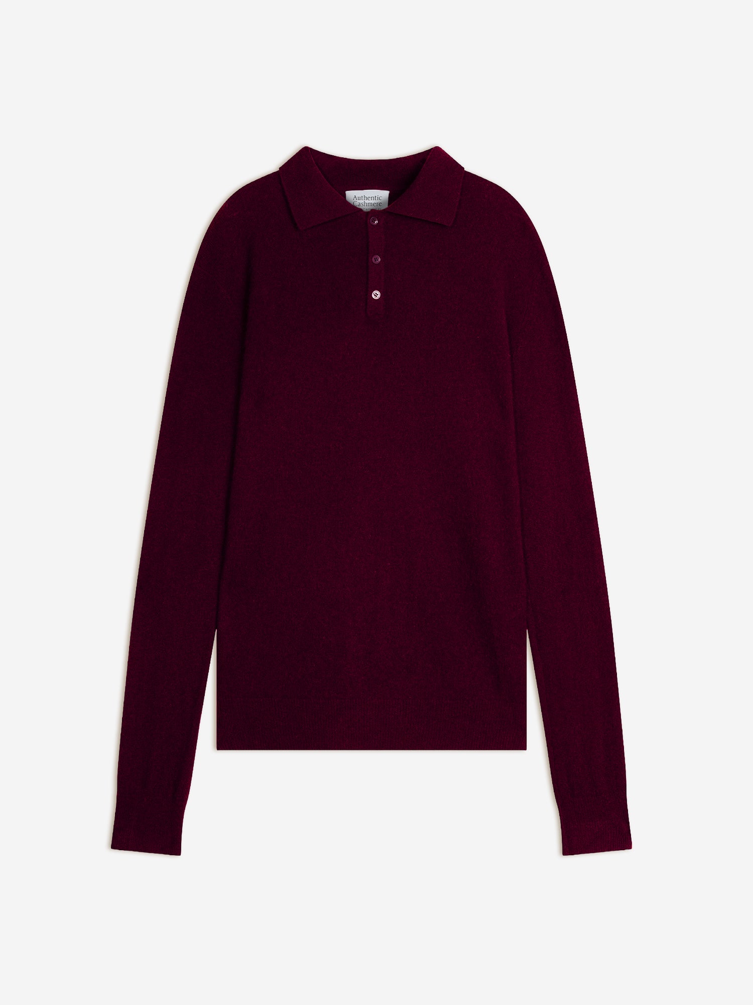 CHARVET polo manches longues mûre 100% cachemire