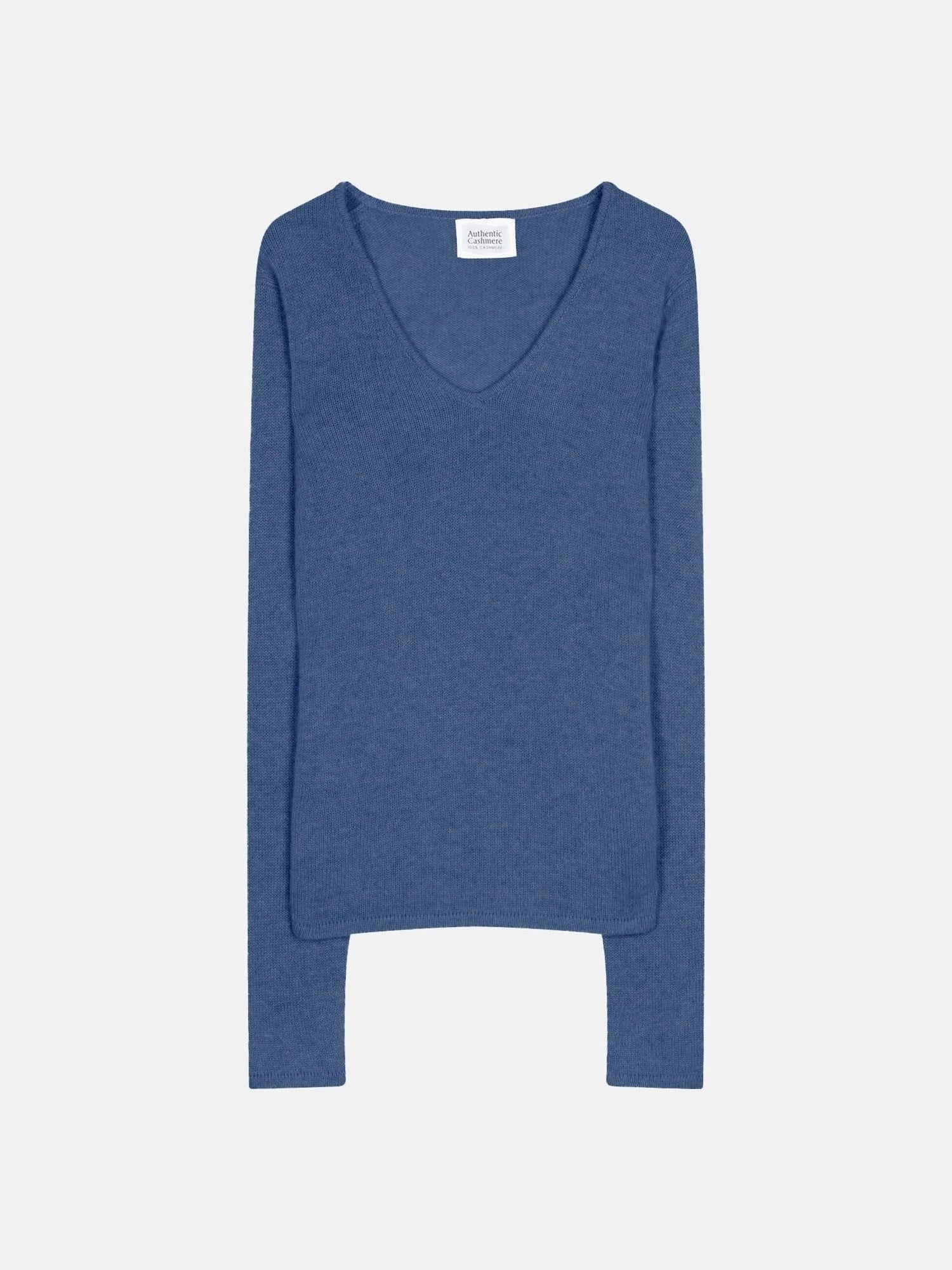 CHELSEA 4-thread v-neck sweater denim blue 100% cashmere