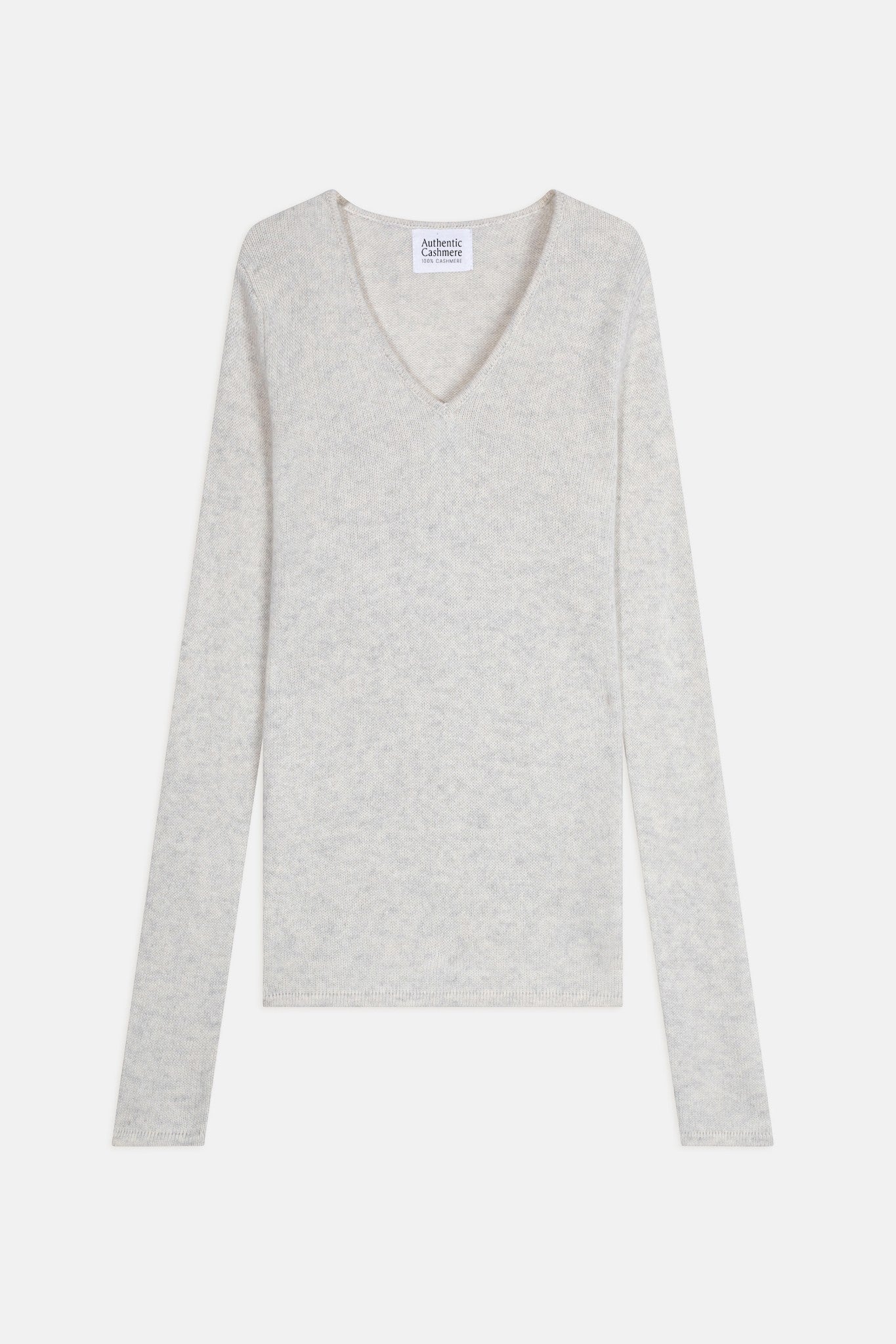 chelsea pull col v 4 fils gris perle chiné 100% cachemire