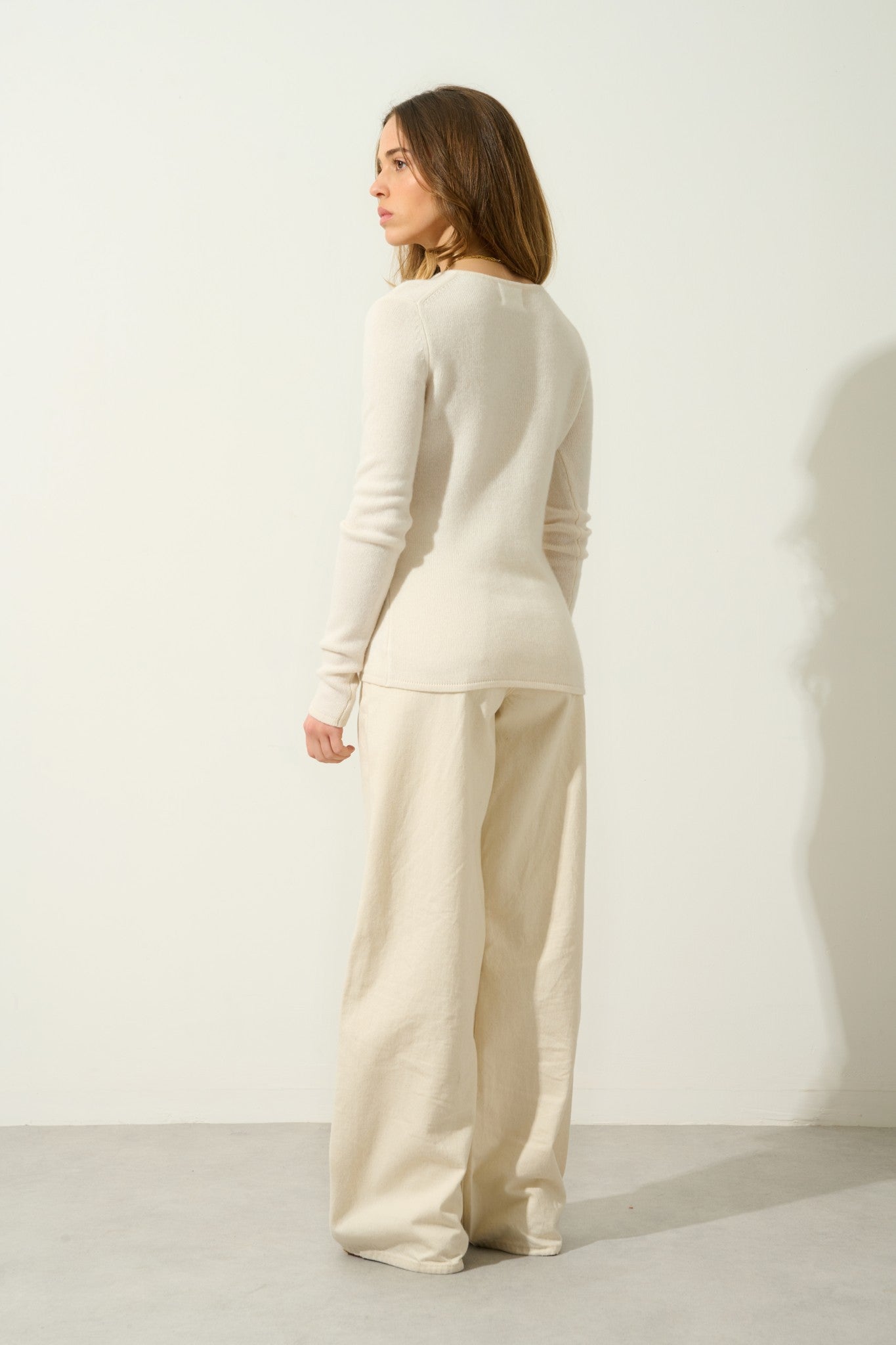 chelsea pull col v 4 fils ivoire 100% cachemire