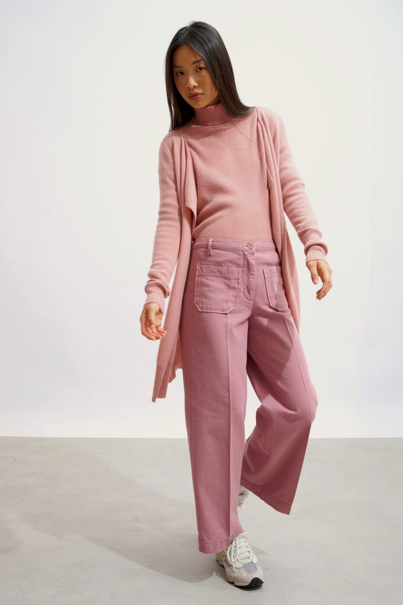 CHÉSERY veste longue bois de rose 100% cachemire