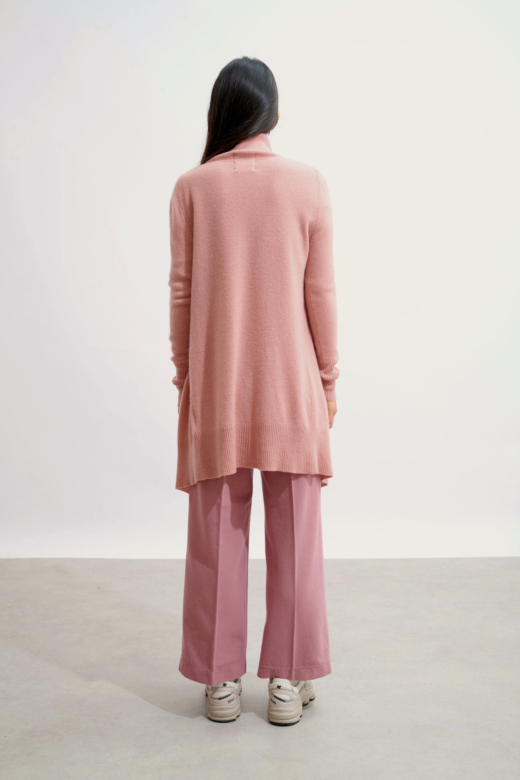 CHÉSERY veste longue bois de rose 100% cachemire
