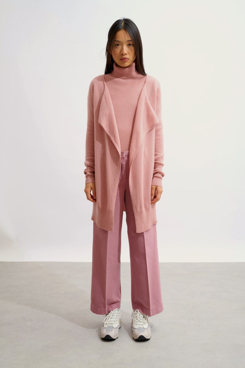 CHÉSERY veste longue bois de rose 100% cachemire