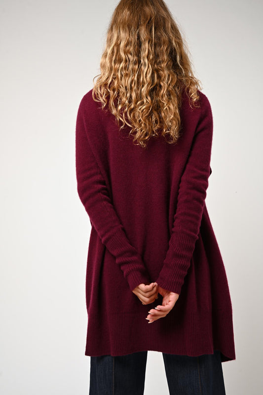 CHÉSERY lange burgunderrote Jacke 100% Kaschmir