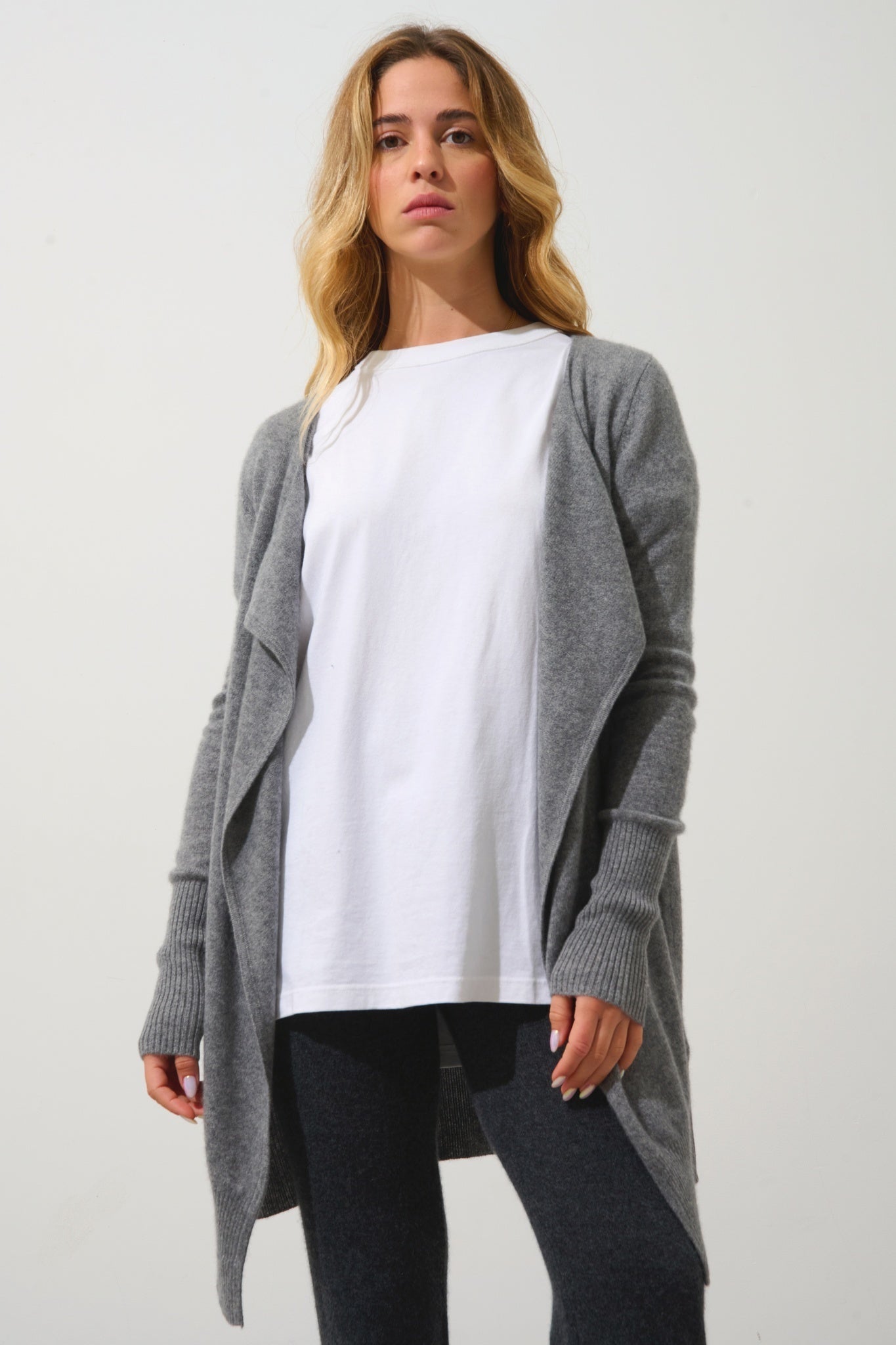 CHÉSERY long jacket mottled flannel 100% cashmere