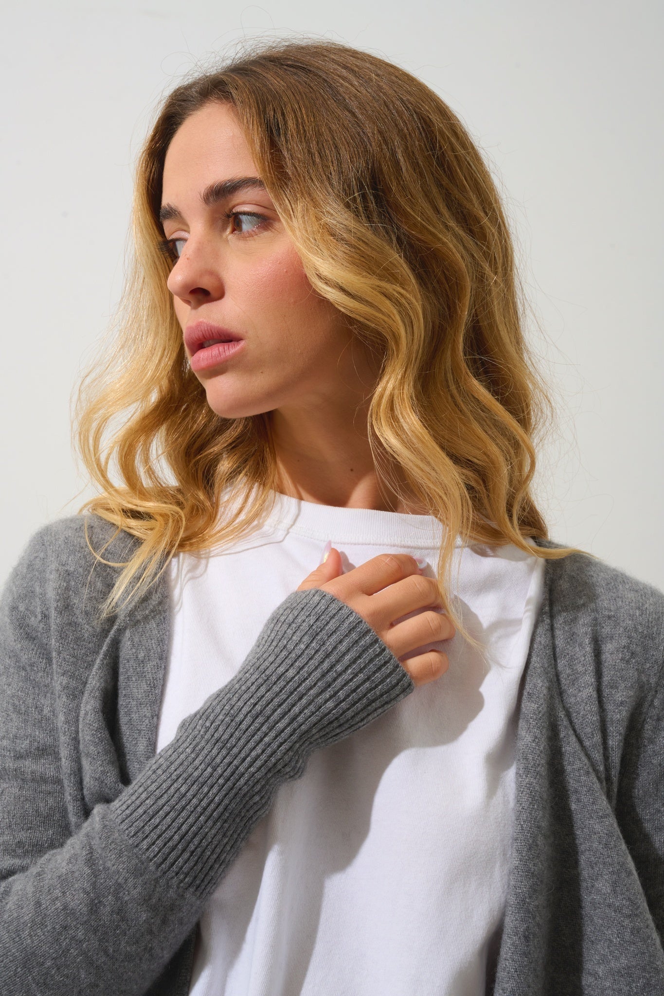 CHÉSERY long jacket mottled flannel 100% cashmere