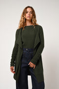 CHÉSERY veste longue kaki 100% cachemire