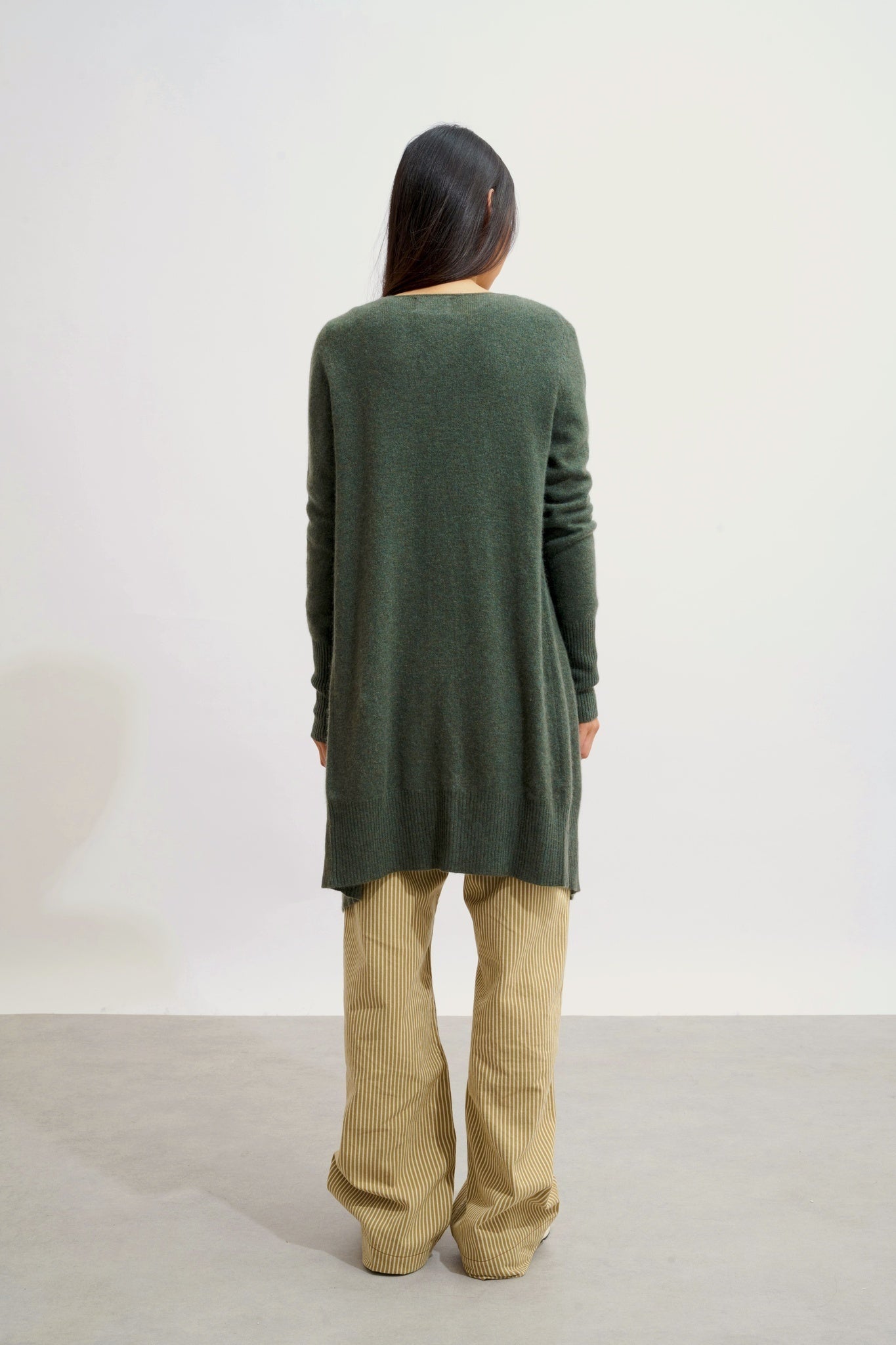 CHÉSERY long khaki mottled jacket 100% cashmere