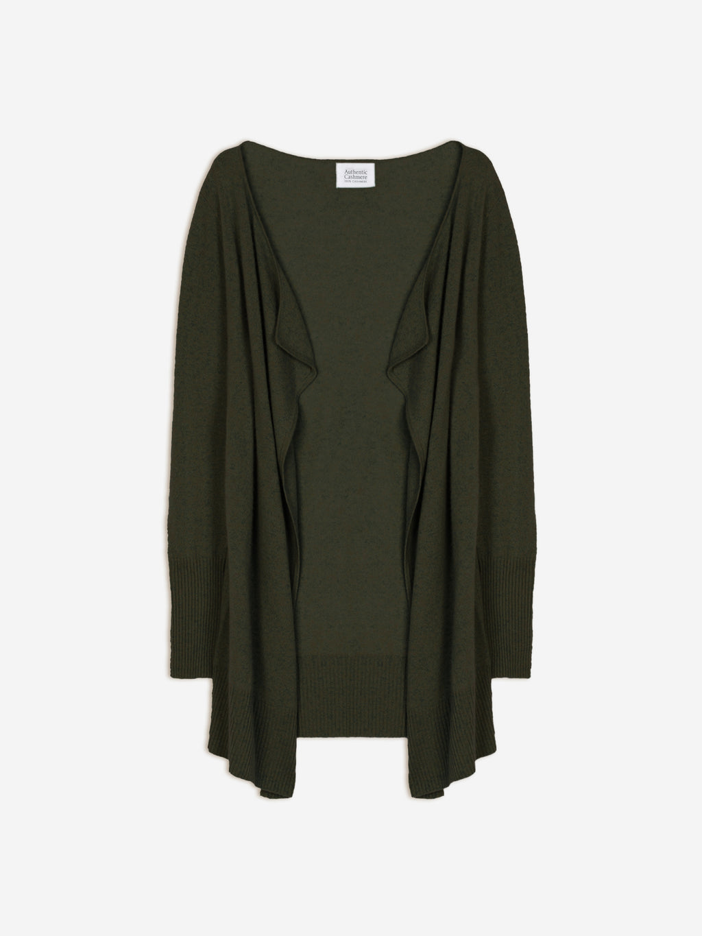 CHÉSERY veste longue kaki chiné 100% cachemire