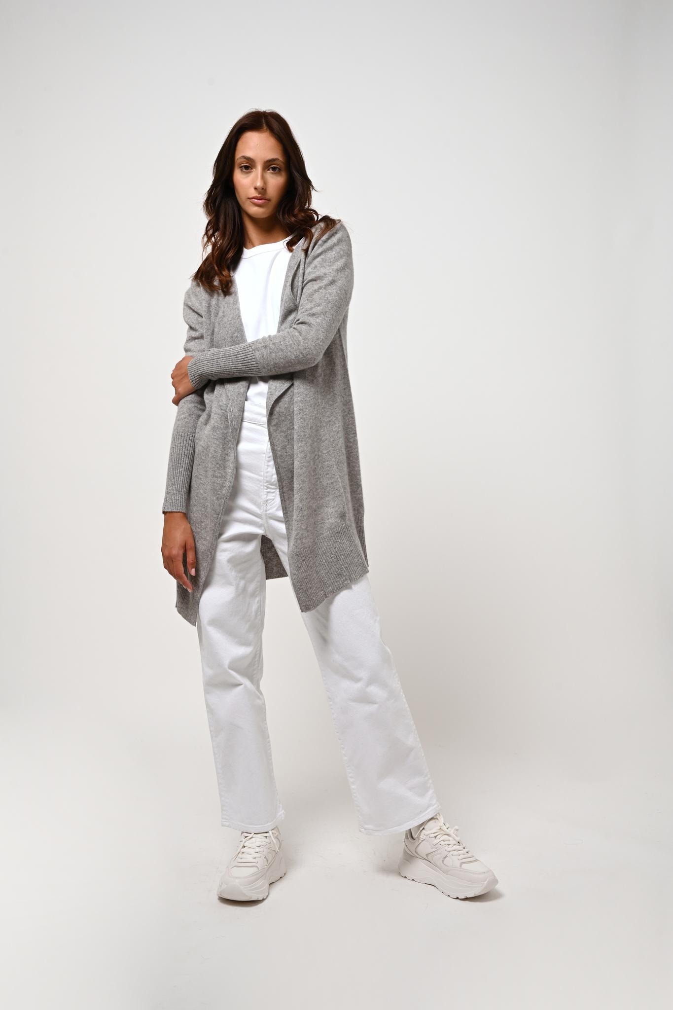 CHÉSERY long jacket nuage chiné 100% cashmere