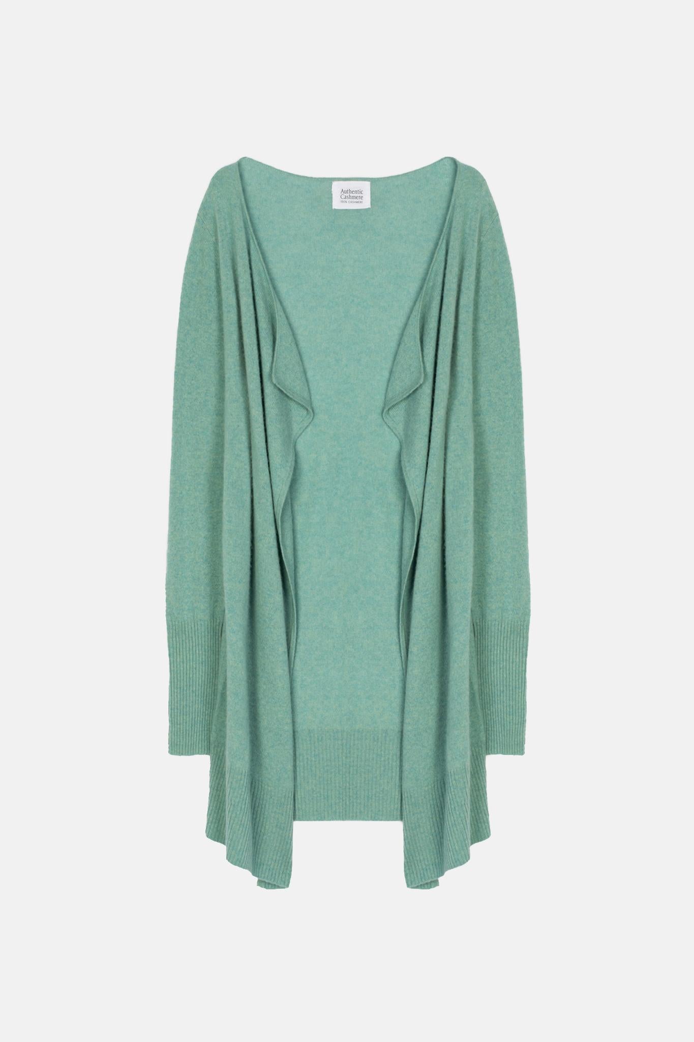 CHÉSERY veste longue vert chiné 100% cachemire