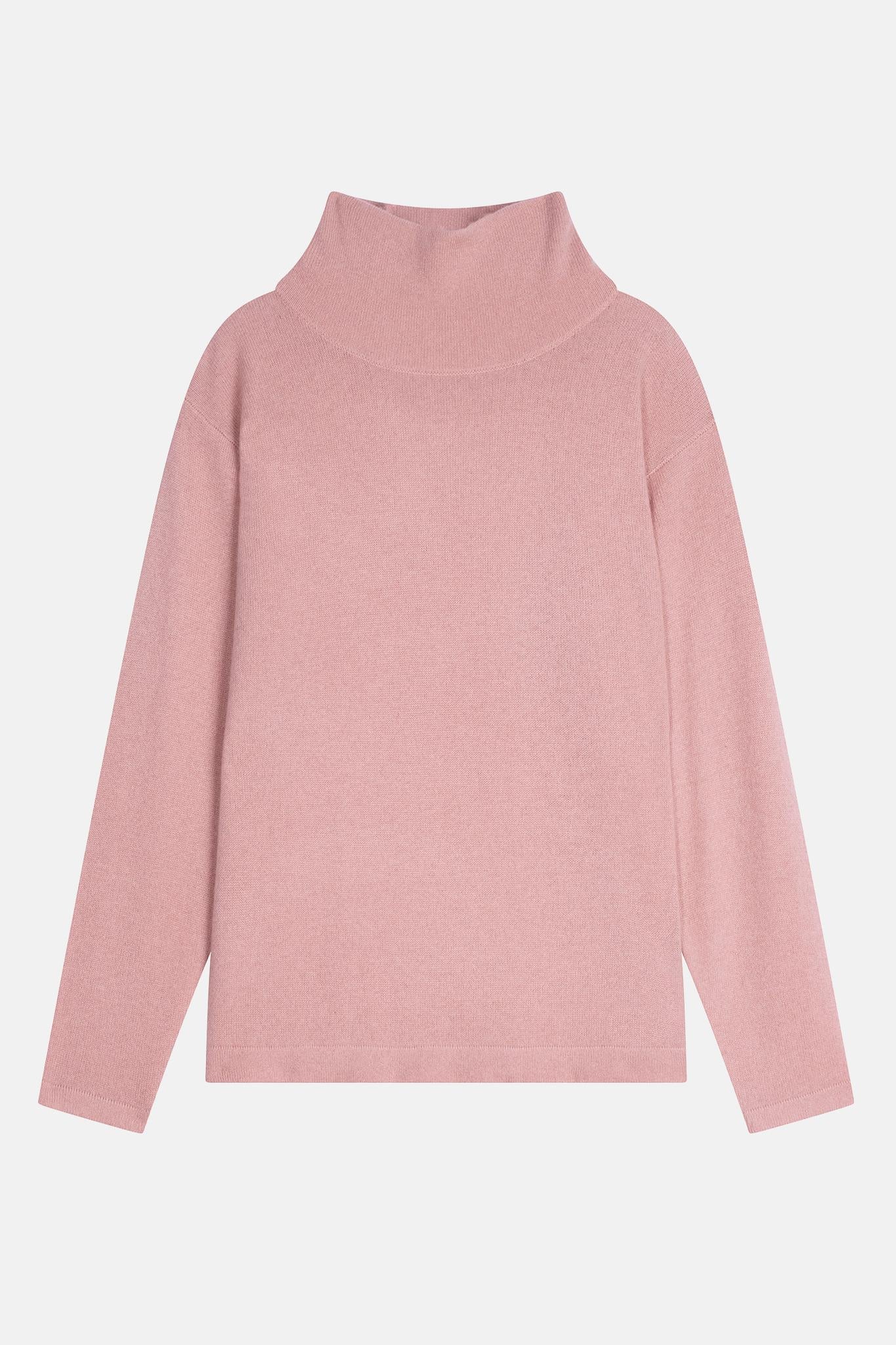 CHEVIOT pull col montant bénitier bois de rose 100% cachemire