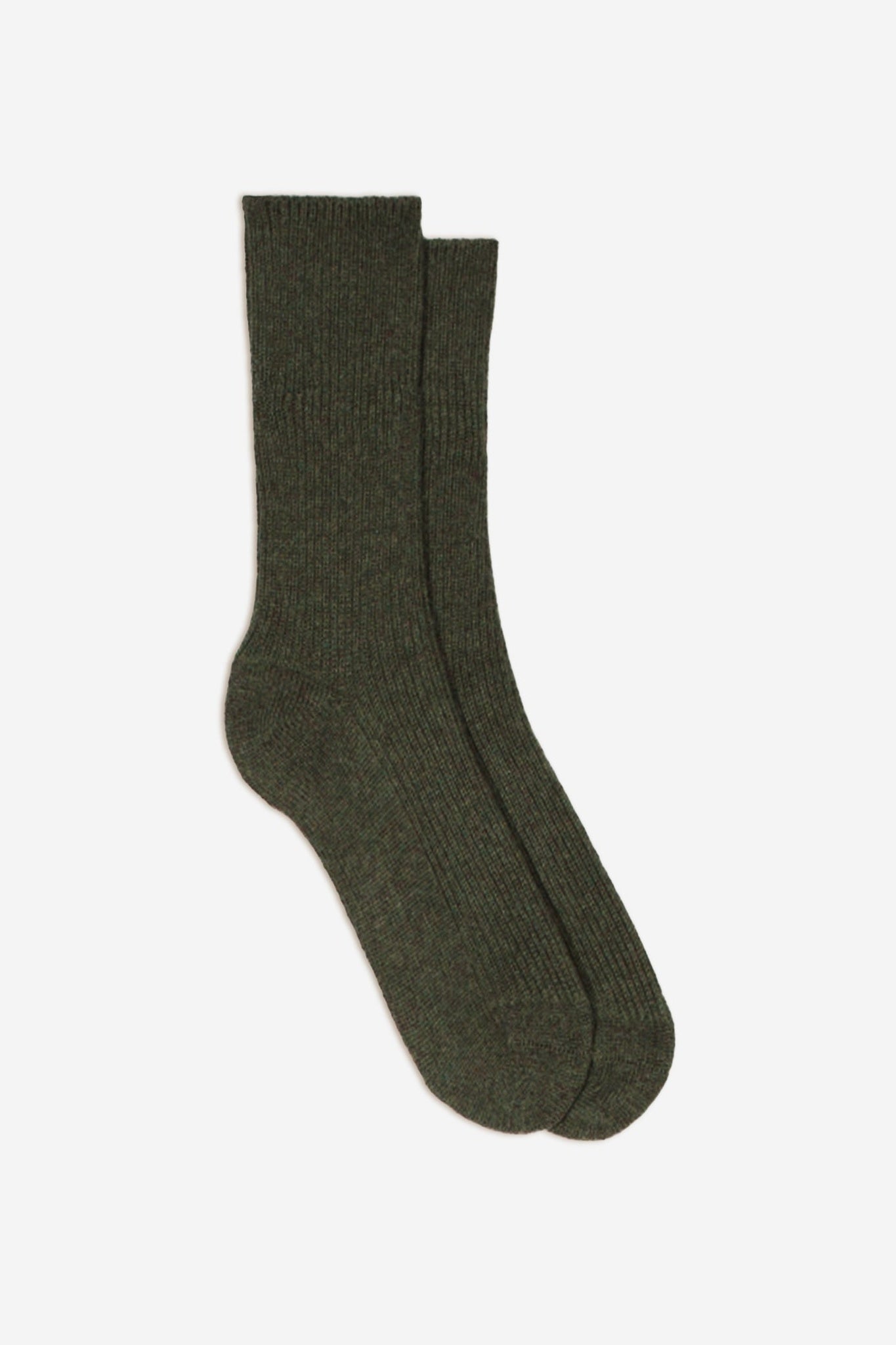 CHEWILA chaussettes 4 fils kaki chiné 100% cachemire