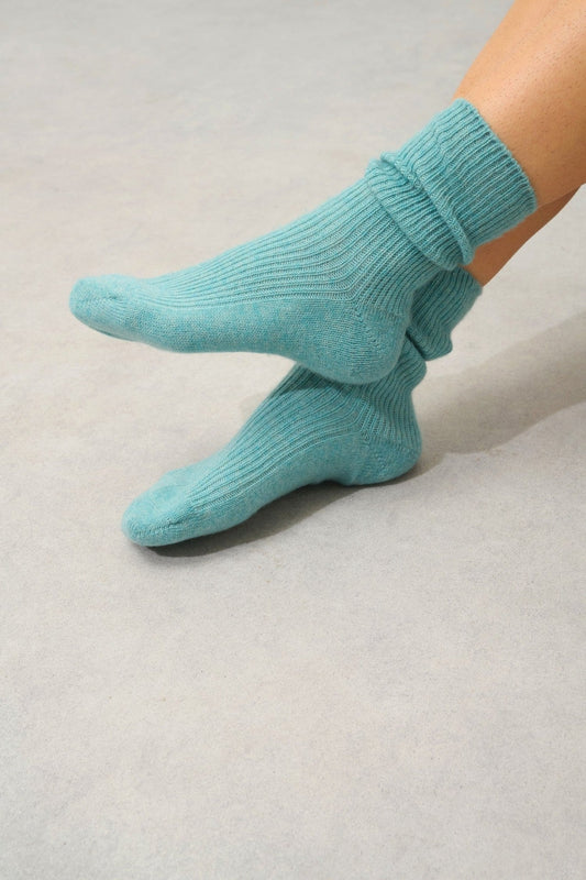 chewila chaussettes 4 fils vert chiné 100% cachemire