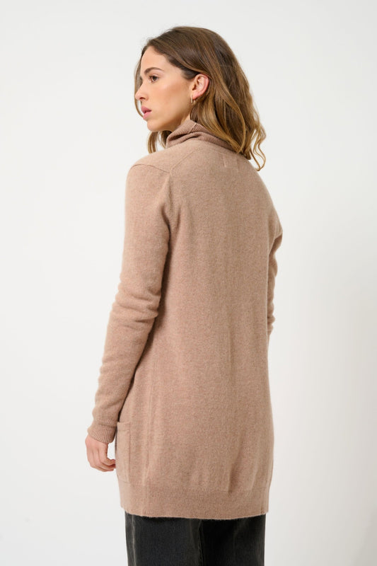 CIMET cardigan col v camel chiné 100% cachemire