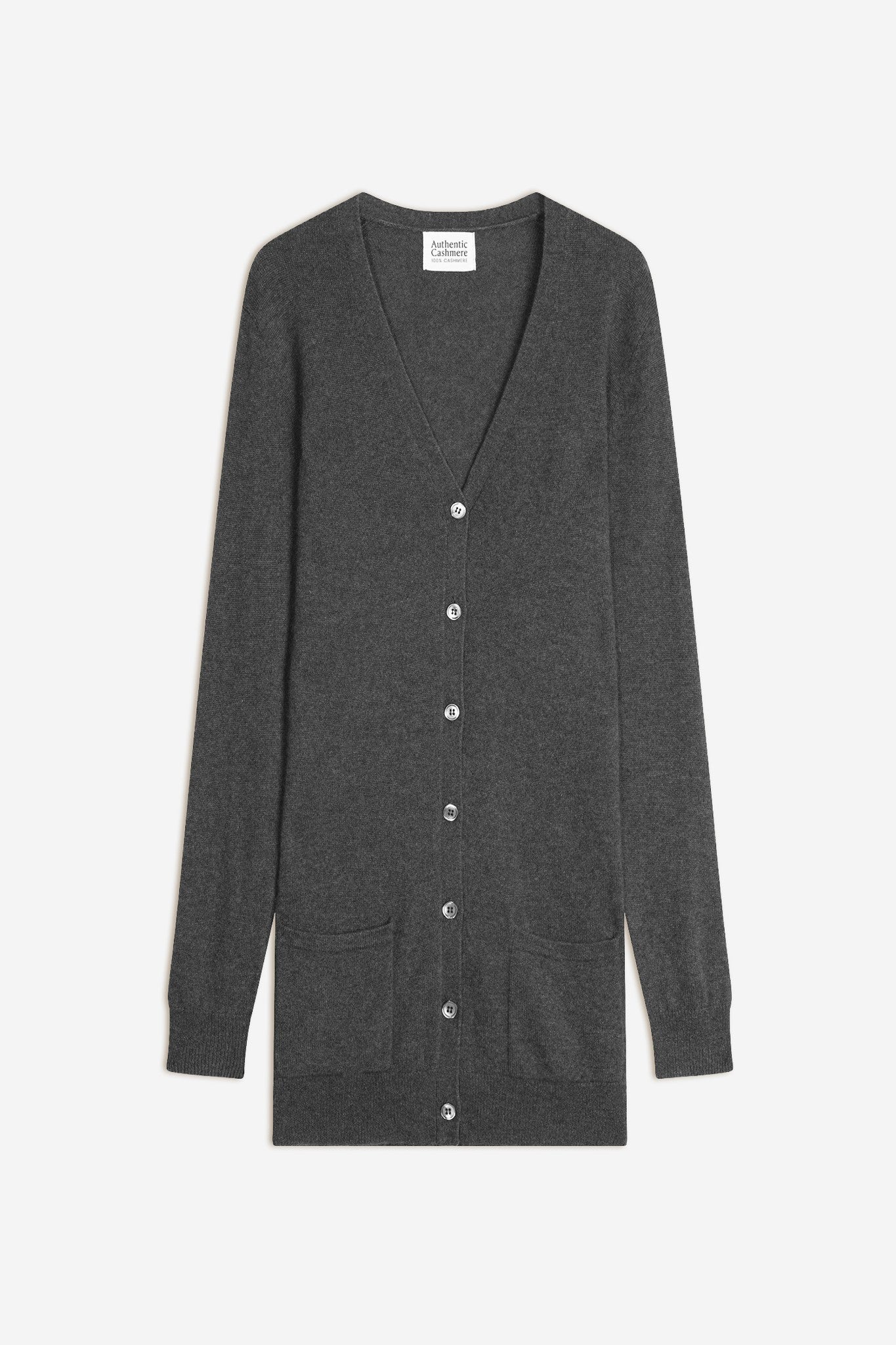 cimet cardigan col v anthracite chiné 100% cachemire