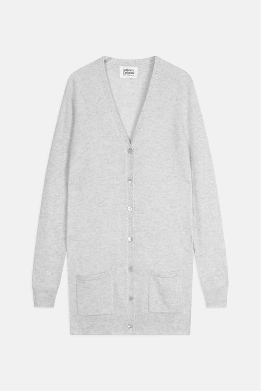 cimet cardigan col v gris perle chiné 100% cachemire