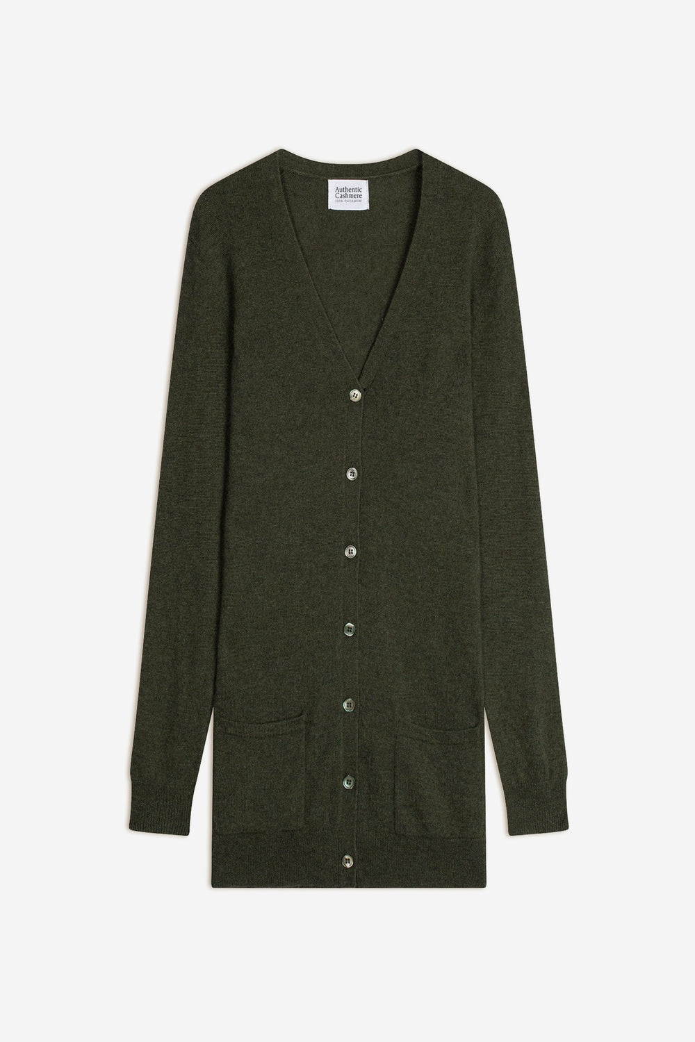 cimet cardigan col v kaki chiné 100% cachemire