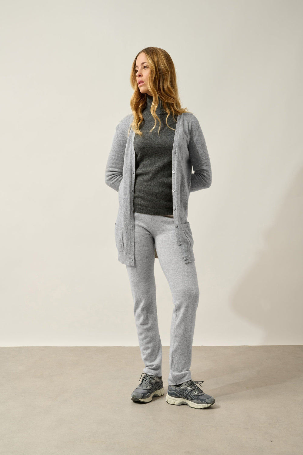 CIMET cardigan v-neck cloudy mottled 100% cashmere