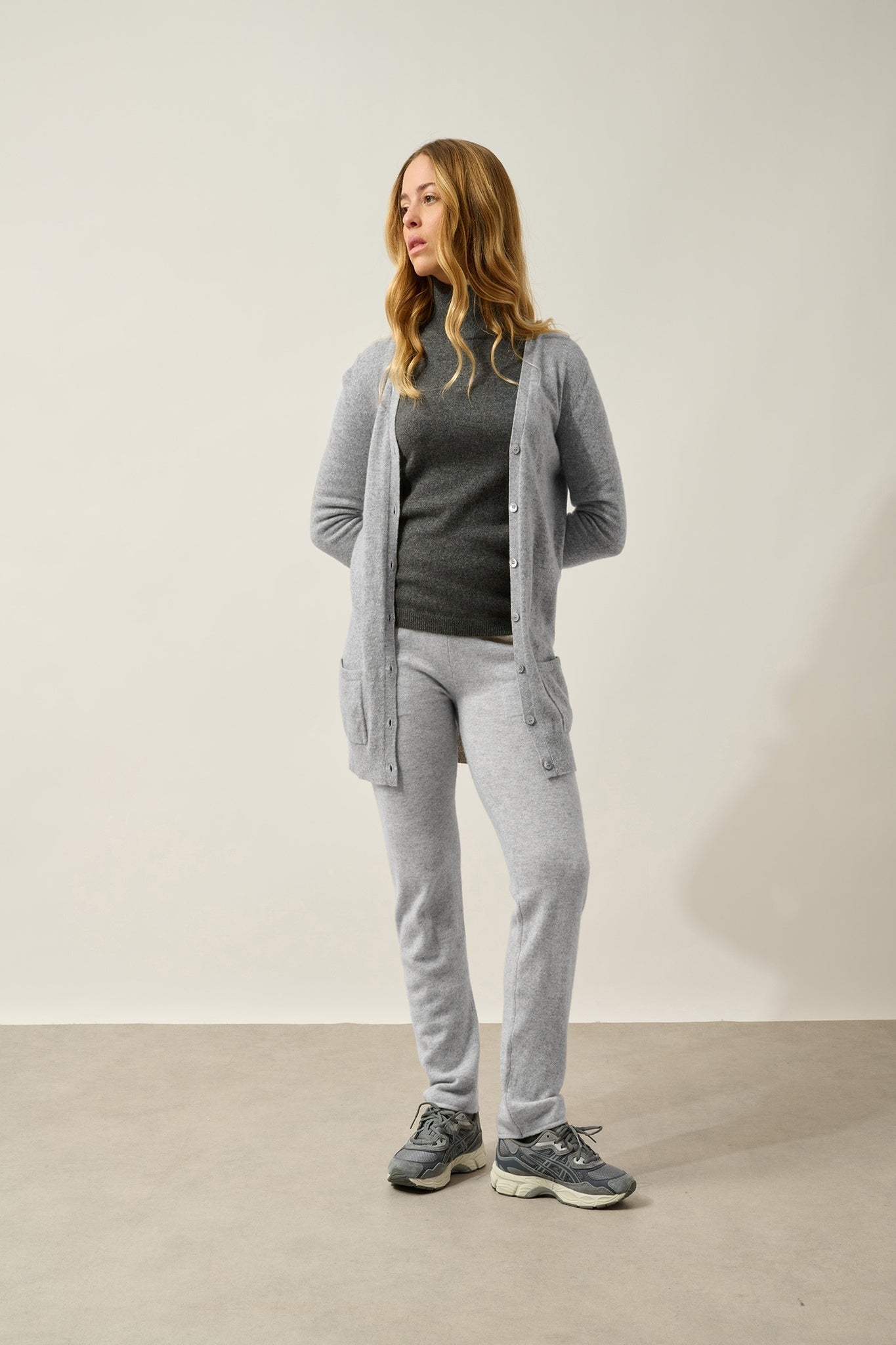 CIMET cardigan v-neck cloudy mottled 100% cashmere