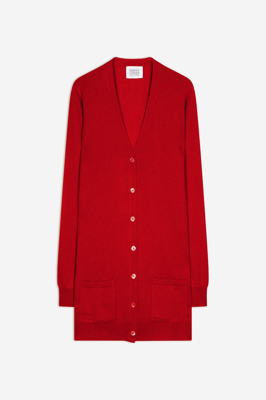 cimet cardigan col v rouge 100% cachemire