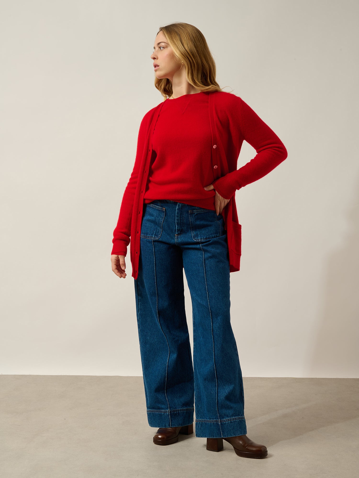 CIMET red v-neck cardigan 100% cashmere