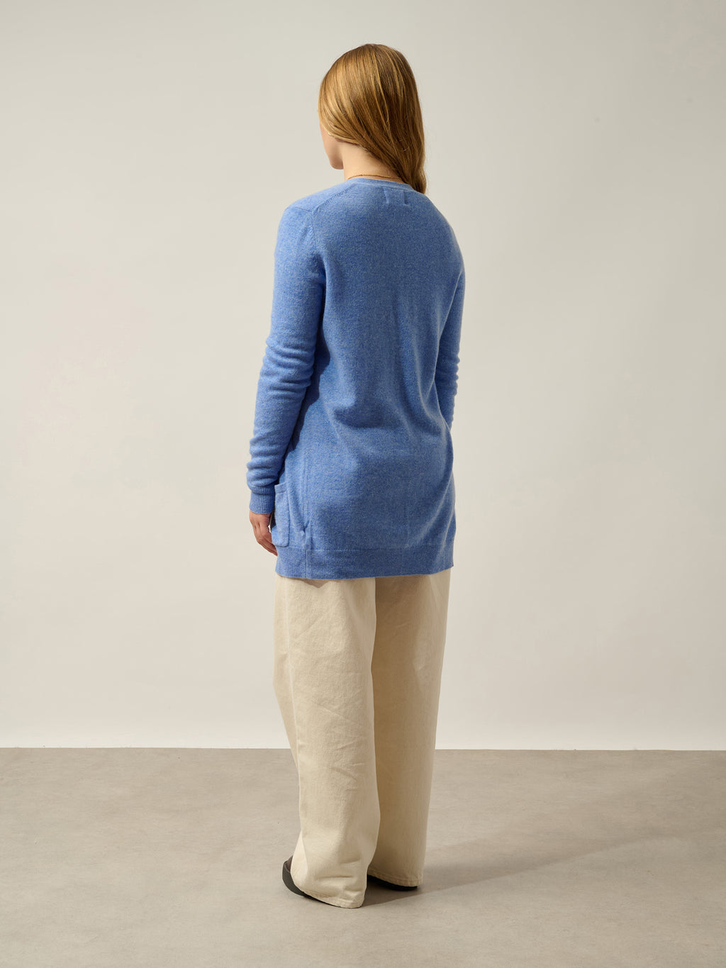 CIMET cardigan col v sky 100% cachemire