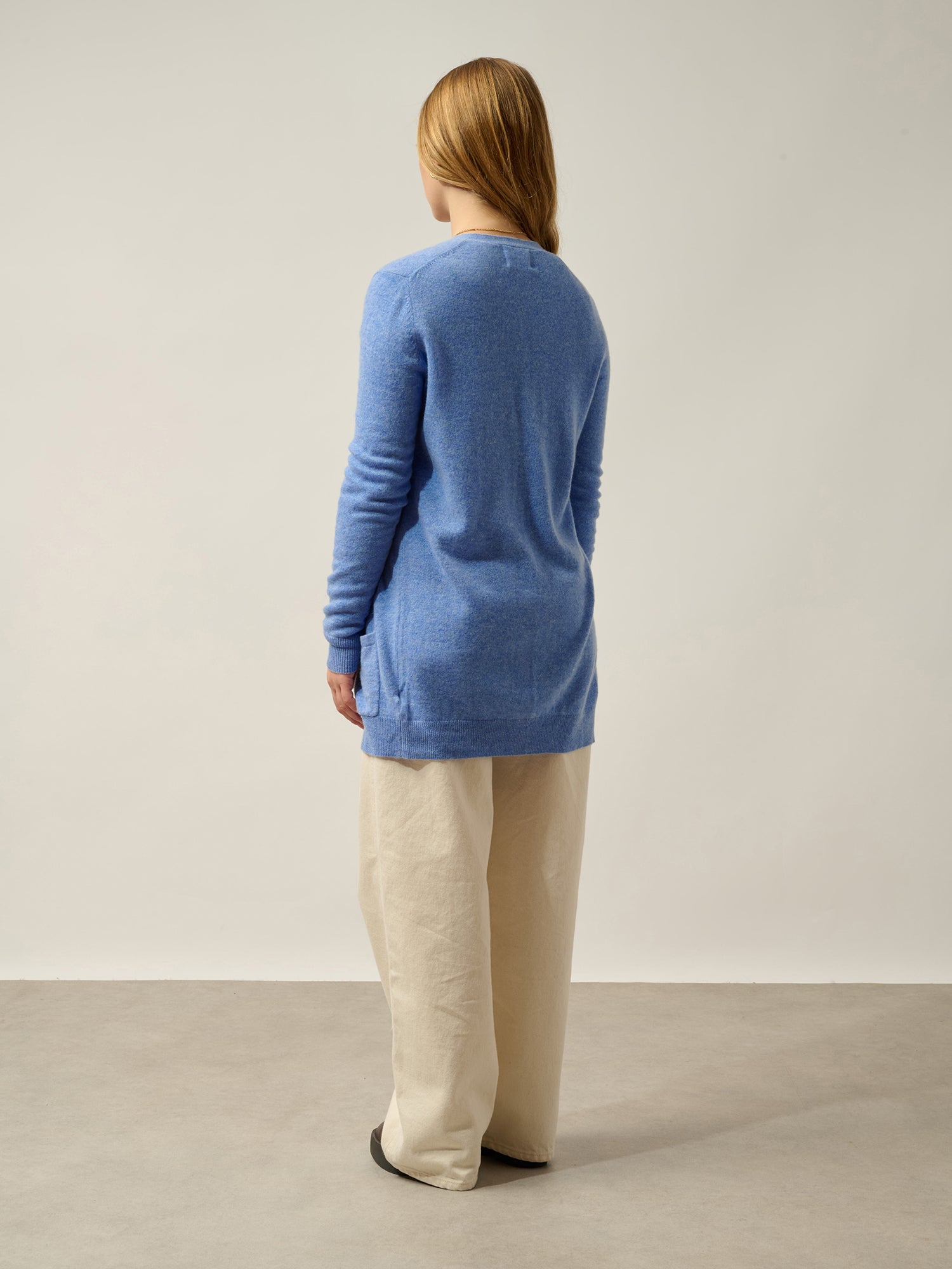 CIMET cardigan col v sky 100% cachemire