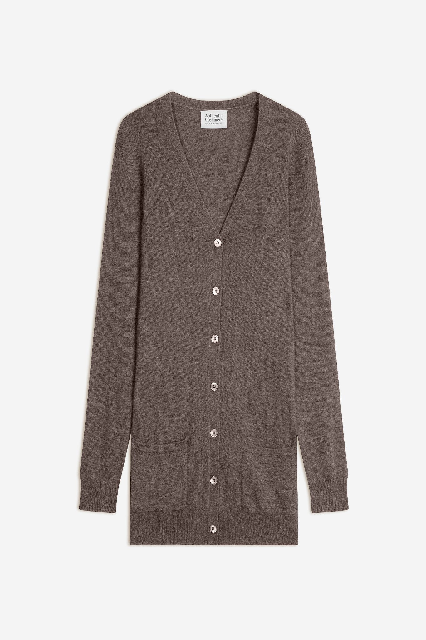 cimet cardigan col v taupe chiné 100% cachemire